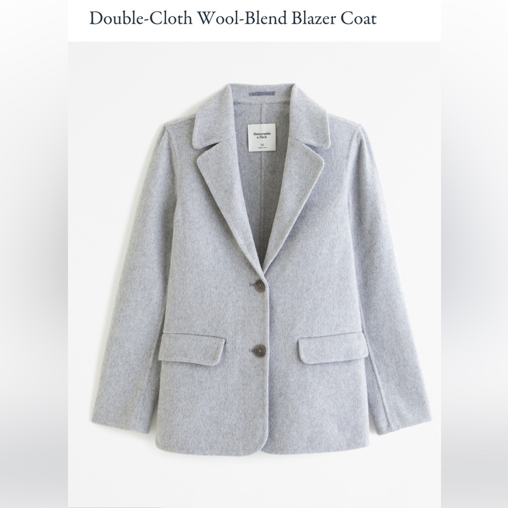 Abercrombie & Fitch • Light Gray Double Cloth Wool Blend Blazer Coat (M) NWT